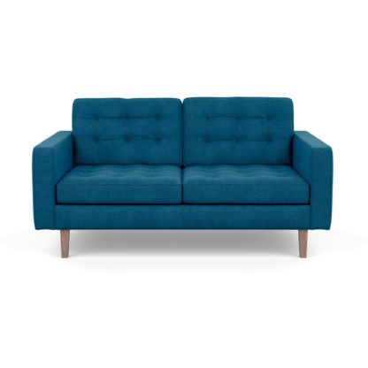 An Image of Heal's Hepburn 2 Seater Sofa St Mortitz Wool Teal Walnut Feet