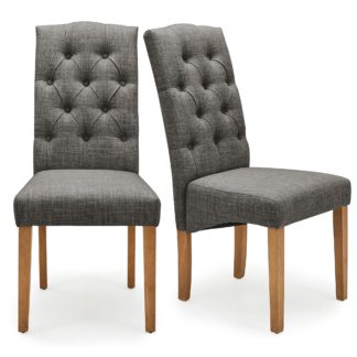 An Image of Darcy Set of 2 Dining Chairs Charcoal Charcoal