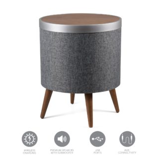 An Image of Zain Smart Side Table Grey and Brown
