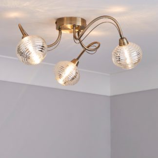 An Image of Temossi 3 Light Mercury Glass Semi-Flush Ceiling Fitting Champagne, Antique Brass