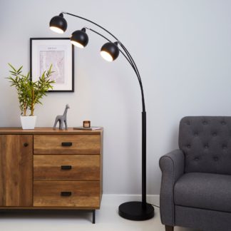 An Image of Herm 3 Arm Arc Black Floor Lamp Black