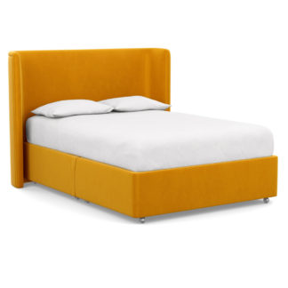 An Image of Heal's Heal's Deep Divan King 2 Footend & 2 Continental Double Velvet Mustard