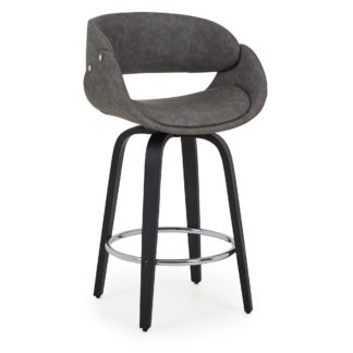 An Image of Torcello Bar Stool Grey PU Leather Grey