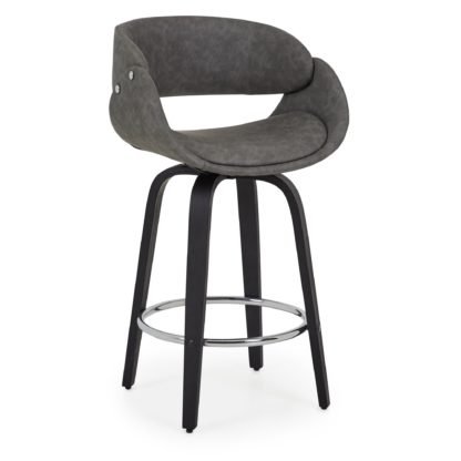 21bed88204b921dbb3e22a44333cdda788f30fb8d8a085012324242a9fbe238e-1.jpg An Image of Torcello Bar Stool Grey PU Leather Grey