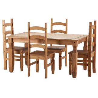 An Image of Corona Pine 4 Seater Dining Set Natural