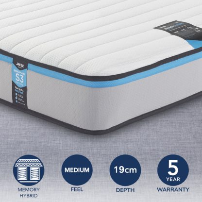221b9f0dd573b4b25fdc12868a9cffd48f715a78f9786370d36bfaacccc2e102-1.jpg An Image of Jay-Be Benchmark S3 Memory Fibre Sprung Mattress White