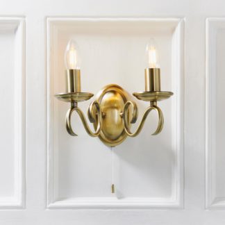 An Image of Endon Bernice 2 Light Wall Light Antique Brass Antique Brass