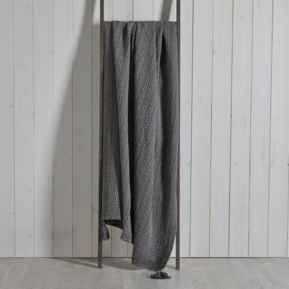 An Image of Steeple Grey Waffle Throw Grey