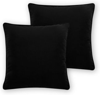 An Image of Julius Set of 2 Velvet Cushions, 45 x 45cm, Deep Black