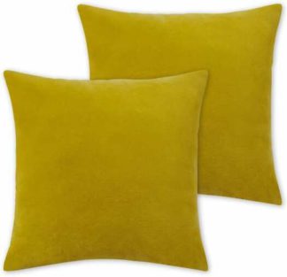 An Image of Lorna Set of 2 Velvet Cushions, 45 x 45cm, Chartreuse