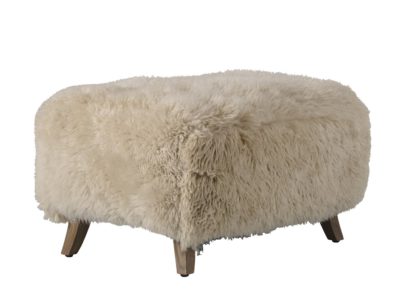 An Image of Timothy Oulton Cabana Yeti Footstool Black Sheepskin