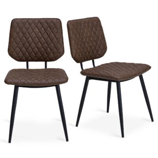 An Image of Austin Set of 2 Dining Chairs Brown PU Leather Brown
