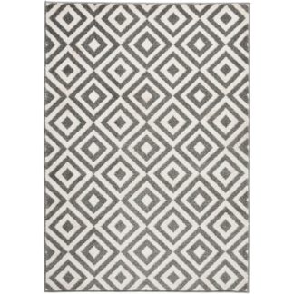An Image of Grey Diamond Matrix Rug Grey