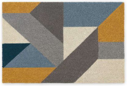 An Image of Holden Large Coir Doormat 60 x 90cm, Blue and Yellow