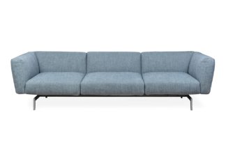 An Image of Knoll Avio 3 Seater Sofa Tosca Blue Bright Chrome Base