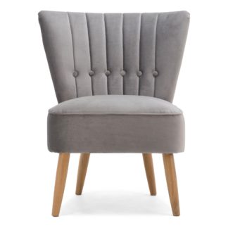 An Image of Isla Velvet Cocktail Chair - Light Grey Grey