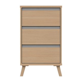 An Image of Jenson 3 Drawer Bedside Table Light Oak