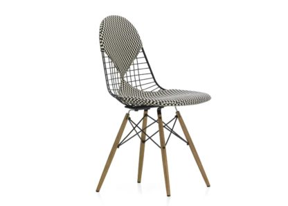 An Image of Vitra Eames DKW 2 Wire Chair Hopsak 81 Ice Blue Ivory Bikini