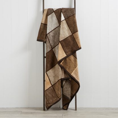 An Image of Thermosoft Checked 220cm x 240cm Blanket Chocolate Brown