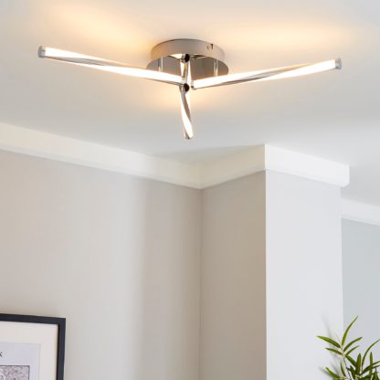 An Image of Hettie 3 Light Intergrated LED Ceiling Fitting Grey