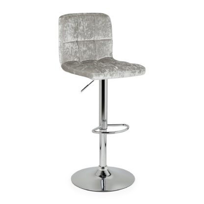 An Image of Jasmine Bar Stool Silver Crushed Velvet Silver