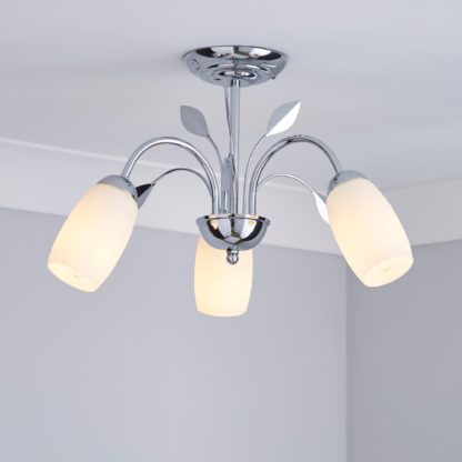 An Image of 3 Light Frosted Glass Chrome Ceiling Fitting Silver