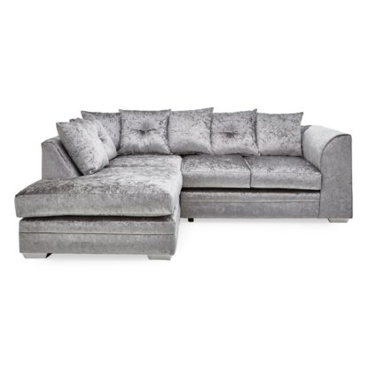 An Image of Blake Crushed Velvet Left Hand Corner Sofa Black