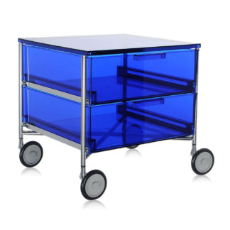An Image of Kartell Mobil 2 Drawer Clear Blue