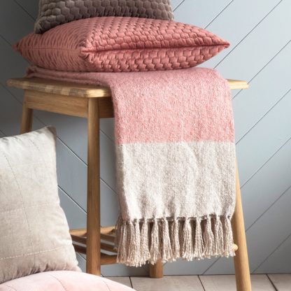 An Image of Tonal Faux Mohair Throw Pink