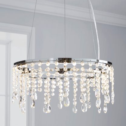 290c937ee39a28ec713861d3c99d85ac63cccd5fd80094a14ae7e9384f7dfc59-1.jpg An Image of Glendora Integrated LED Hoop Crystal Ceiling Fitting Clear