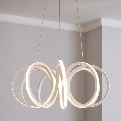 An Image of Harper Integrated LED Swirl White Ceiling Fitting White