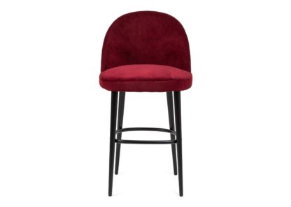 An Image of Heal's Austen Bar Stool Plush Velvet Burgundy Black Leg