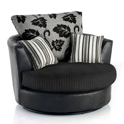 An Image of Lush Jumbo Cord Swivel Chair Black