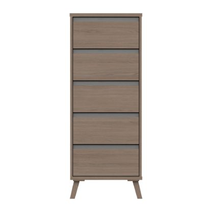 An Image of Jenson 5 Drawer Tallboy Dark Grey