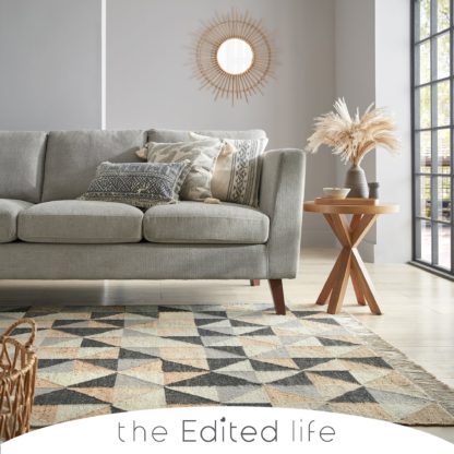 An Image of Jute Blend Triangle Patterned Rug Charcoal (Grey)