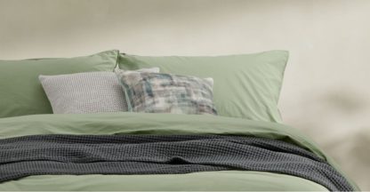 An Image of Alexia 100% Stonewashed Cotton Pair of Pillowcases, Soft Green UK