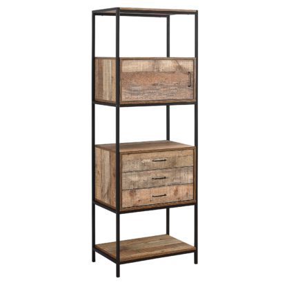 An Image of Urban Rustic 3 Drawer Shelving Unit Brown