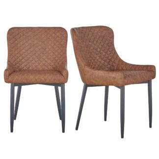An Image of Montreal Set of 2 Dining Chairs Tan PU Leather Brown