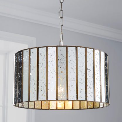 An Image of Seraphina 1 Light Mercury Glass Pendant Ceiling Fitting Gold
