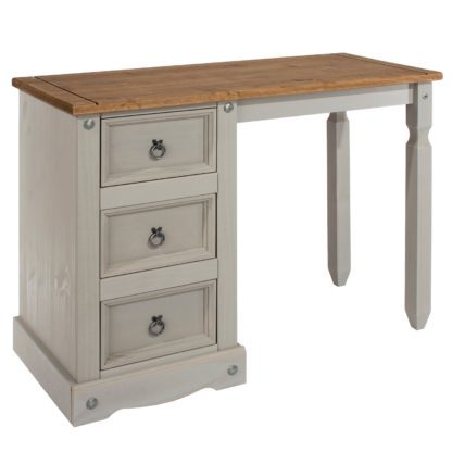 An Image of Corona Grey Single Pedestal Dressing Table Grey