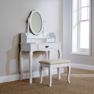 An Image of Lumberton White Antique Dressing Table Set White