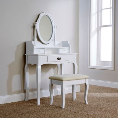 An Image of Lumberton White Antique Dressing Table Set White