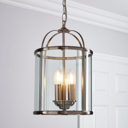 An Image of Hurricane 3 Light Pendant Ceiling Fitting Brown and Silver