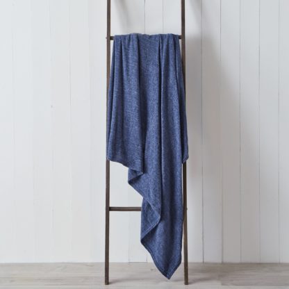 An Image of Chenille Denim Blue 130cm x 180cm Throw Denim (Blue)