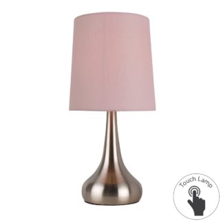 An Image of Rimini Pink Touch Dimmable Lamp Pink