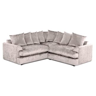 An Image of Jasper Large Velvet Corner Sofa Beige