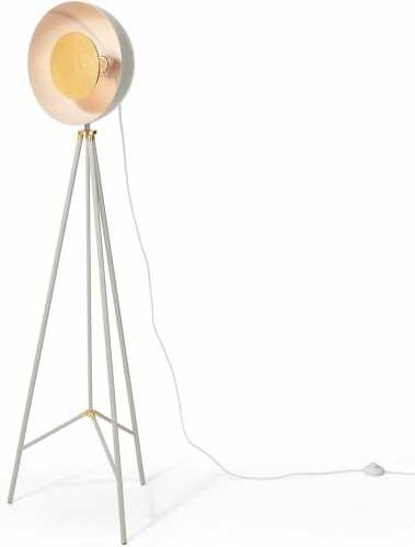 An Image of Ward Tripod Floor Lamp, Grey & Gold Foil