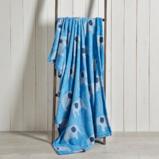 An Image of Elephant Fleece Blanket Light Blue