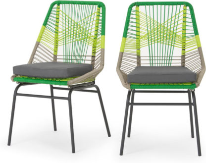 An Image of Copa Garden Set Of 2 Dining Chairs, Citrus Green