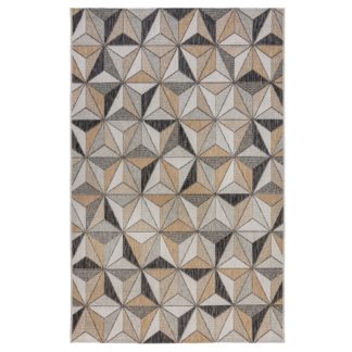 An Image of Charm Indoor Outdoor Rug Grey, Brown and White